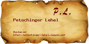 Petschinger Lehel névjegykártya